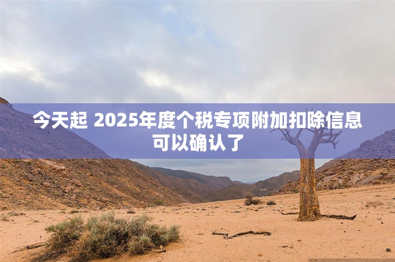 今天起 2025年度个税专项附加扣除信息可以确认了