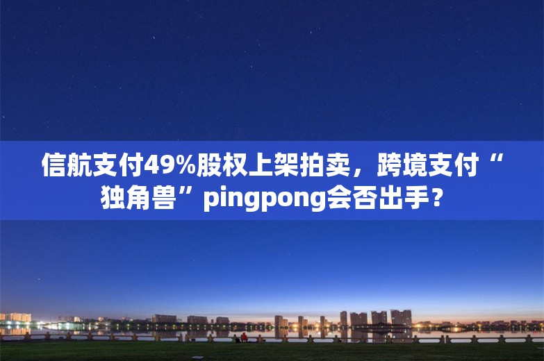 信航支付49%股权上架拍卖，跨境支付“独角兽”pingpong会否出手？