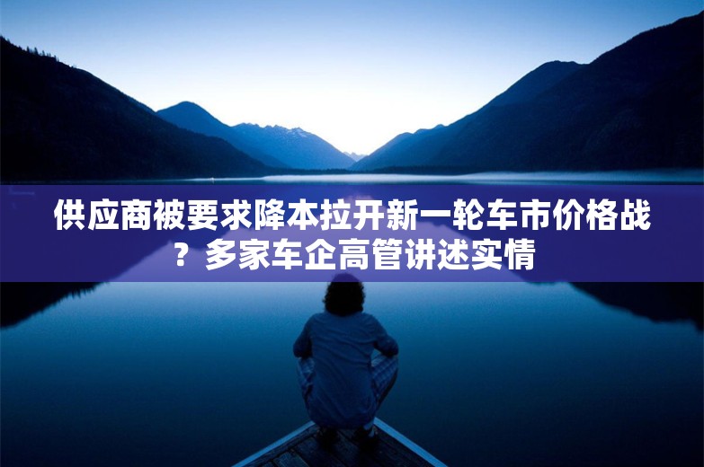 供应商被要求降本拉开新一轮车市价格战？多家车企高管讲述实情