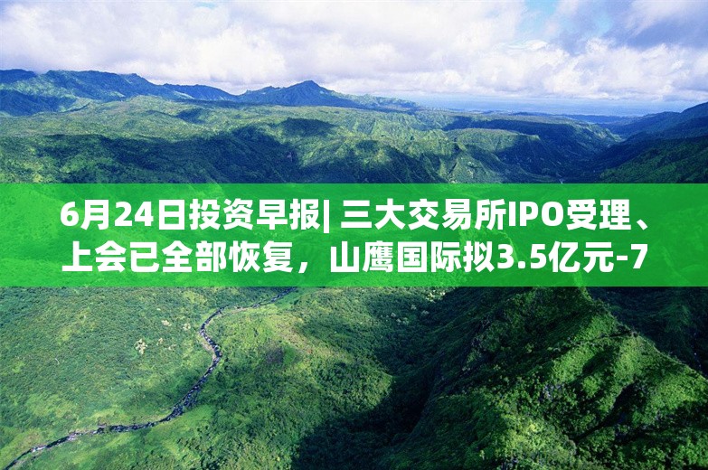 6月24日投资早报| 三大交易所IPO受理、上会已全部恢复，山鹰国际拟3.5亿元-7亿元回购股份，今日一只新股申购