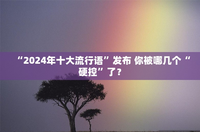 “2024年十大流行语”发布 你被哪几个“硬控”了？