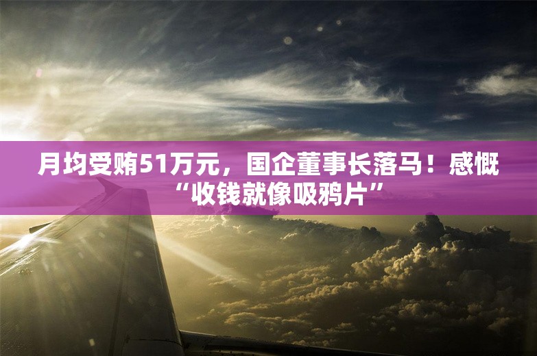 月均受贿51万元，国企董事长落马！感慨“收钱就像吸鸦片”