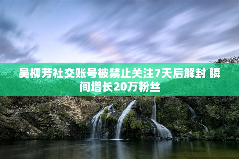 吴柳芳社交账号被禁止关注7天后解封 瞬间增长20万粉丝