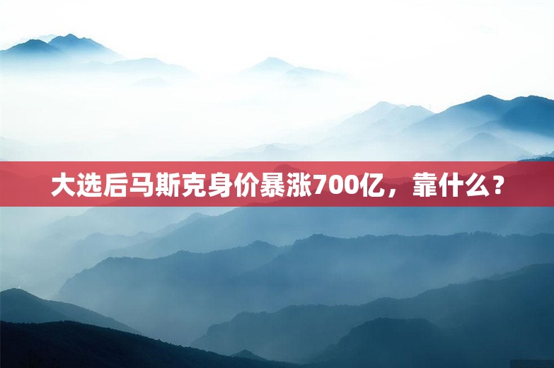 大选后马斯克身价暴涨700亿，靠什么？