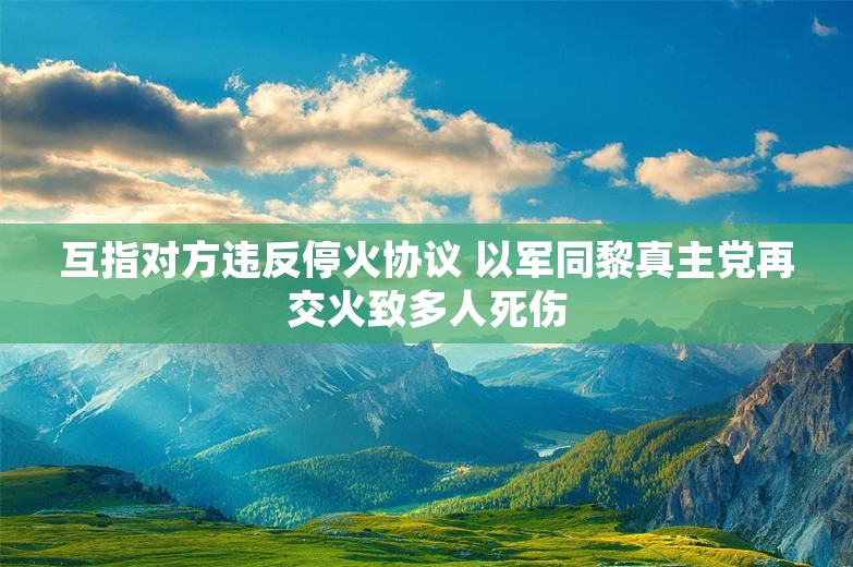 互指对方违反停火协议 以军同黎真主党再交火致多人死伤