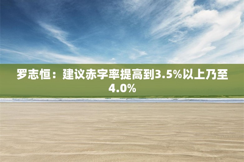 罗志恒：建议赤字率提高到3.5%以上乃至4.0%