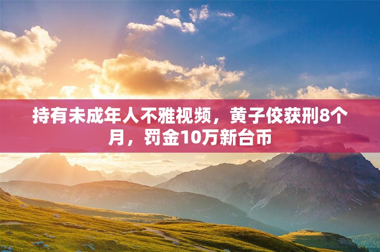 持有未成年人不雅视频，黄子佼获刑8个月，罚金10万新台币