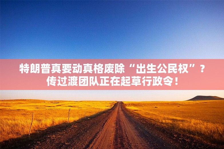 特朗普真要动真格废除“出生公民权”？传过渡团队正在起草行政令！