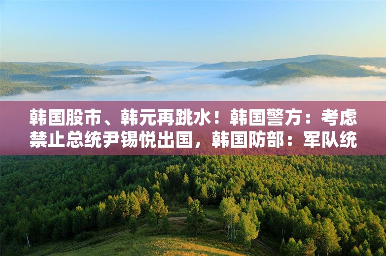 韩国股市、韩元再跳水！韩国警方：考虑禁止总统尹锡悦出国，韩国防部：军队统帅权仍在尹锡悦手中