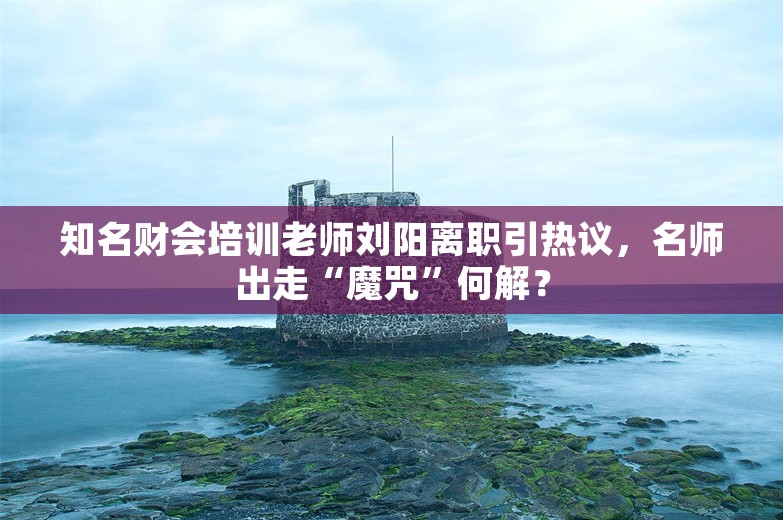 知名财会培训老师刘阳离职引热议，名师出走“魔咒”何解？