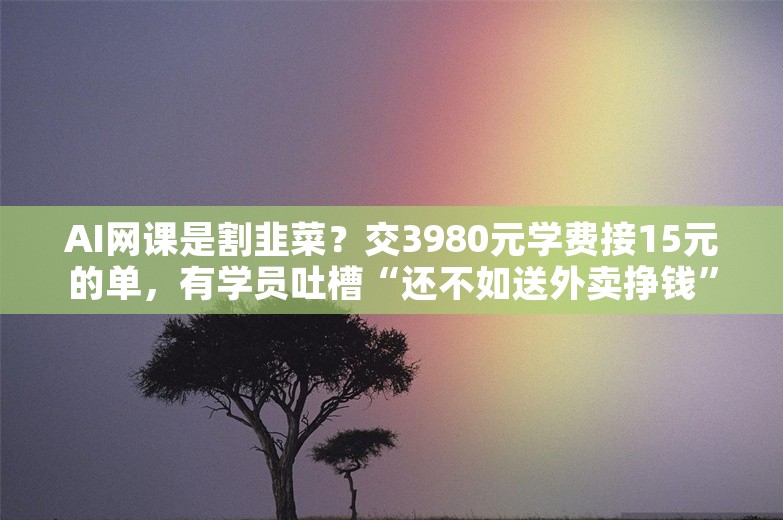 AI网课是割韭菜？交3980元学费接15元的单，有学员吐槽“还不如送外卖挣钱”