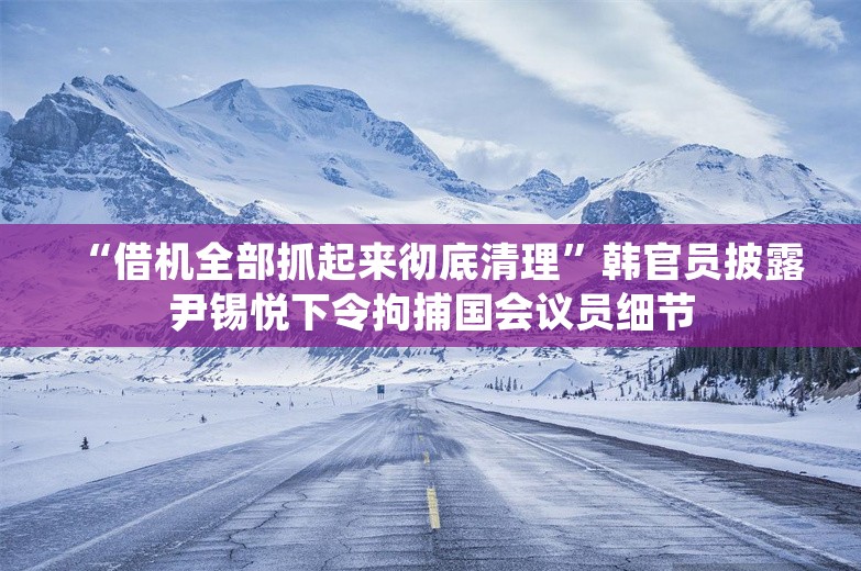 “借机全部抓起来彻底清理”韩官员披露尹锡悦下令拘捕国会议员细节