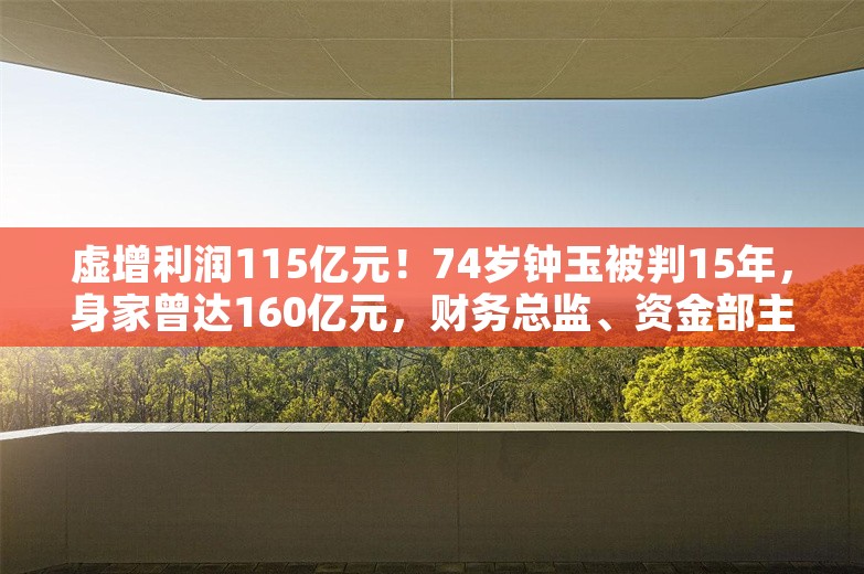 虚增利润115亿元！74岁钟玉被判15年，身家曾达160亿元，财务总监、资金部主管等多名下属也获刑