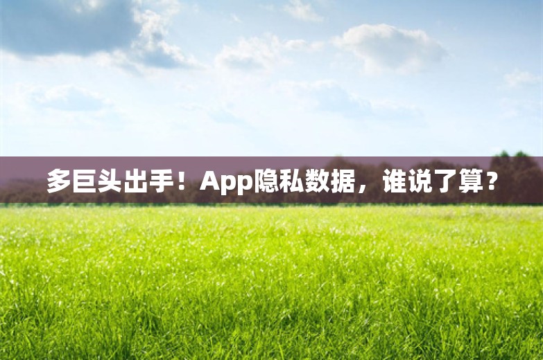 多巨头出手！App隐私数据，谁说了算？