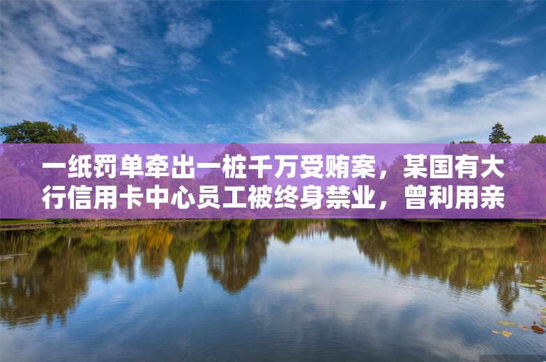 一纸罚单牵出一桩千万受贿案，某国有大行信用卡中心员工被终身禁业，曾利用亲属洗钱