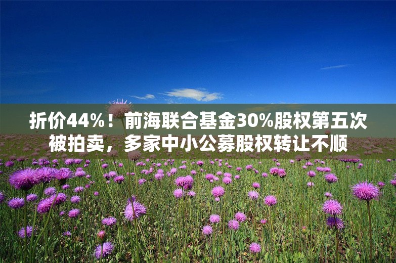 折价44%！前海联合基金30%股权第五次被拍卖，多家中小公募股权转让不顺