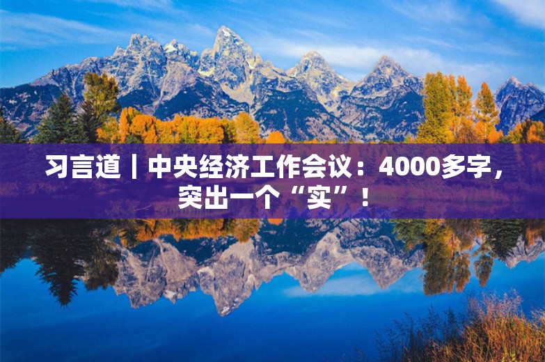 习言道｜中央经济工作会议：4000多字，突出一个“实”！