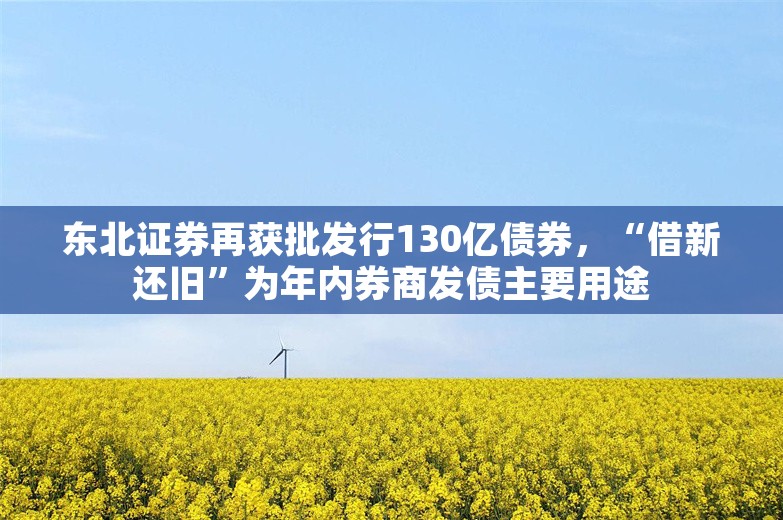 东北证券再获批发行130亿债券，“借新还旧”为年内券商发债主要用途