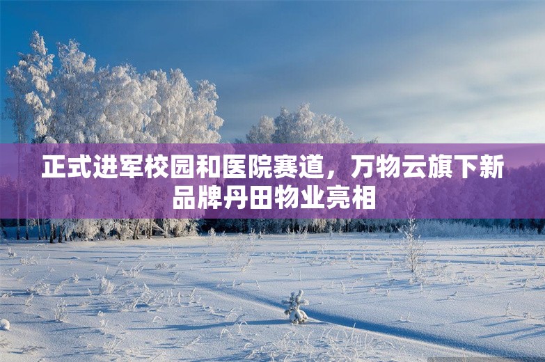 正式进军校园和医院赛道，万物云旗下新品牌丹田物业亮相