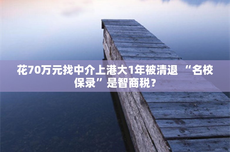 花70万元找中介上港大1年被清退 “名校保录”是智商税？