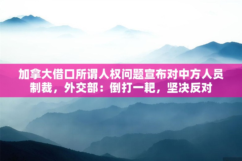 加拿大借口所谓人权问题宣布对中方人员制裁，外交部：倒打一耙，坚决反对