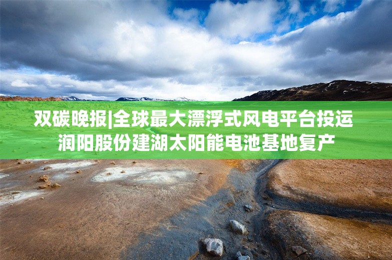 双碳晚报|全球最大漂浮式风电平台投运 润阳股份建湖太阳能电池基地复产