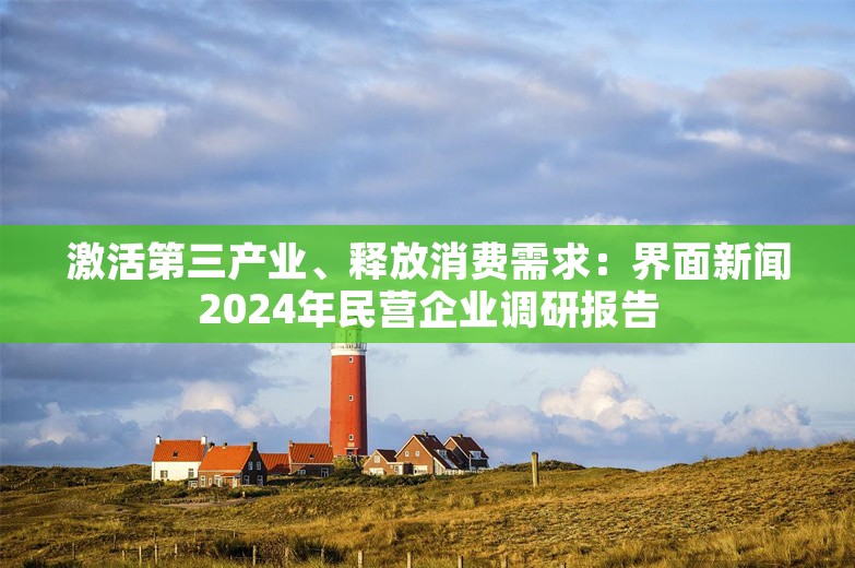 激活第三产业、释放消费需求：界面新闻2024年民营企业调研报告