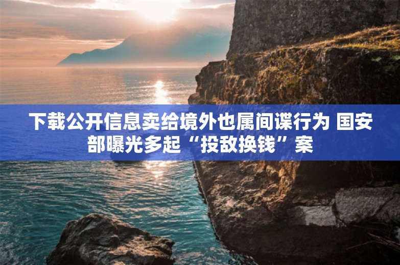 下载公开信息卖给境外也属间谍行为 国安部曝光多起“投敌换钱”案