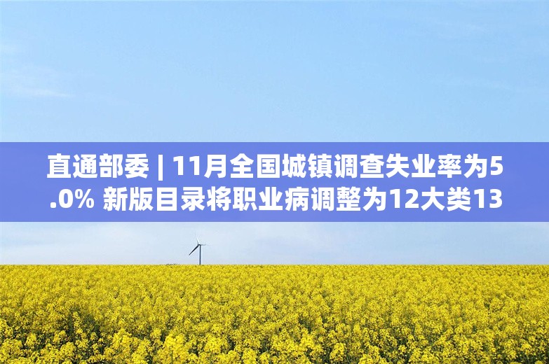 直通部委 | 11月全国城镇调查失业率为5.0% 新版目录将职业病调整为12大类135种