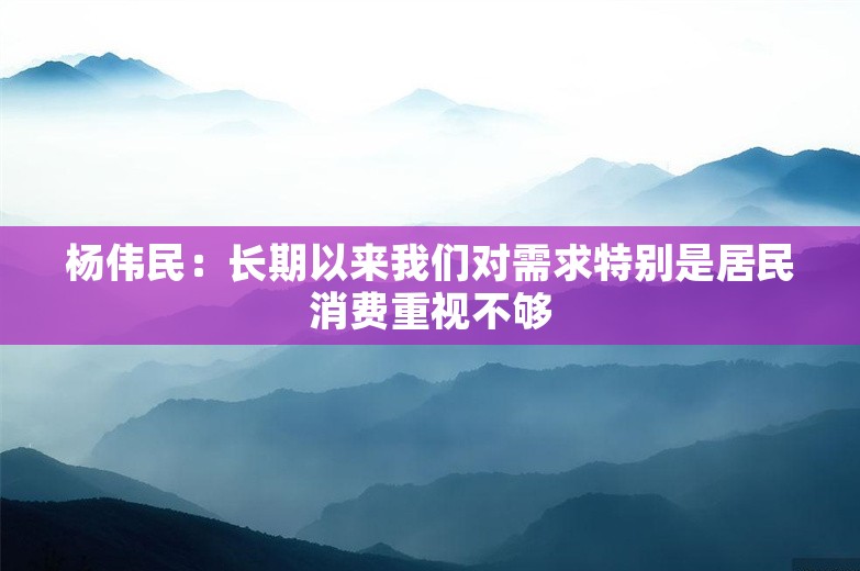 杨伟民：长期以来我们对需求特别是居民消费重视不够