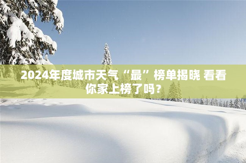 2024年度城市天气“最”榜单揭晓 看看你家上榜了吗？