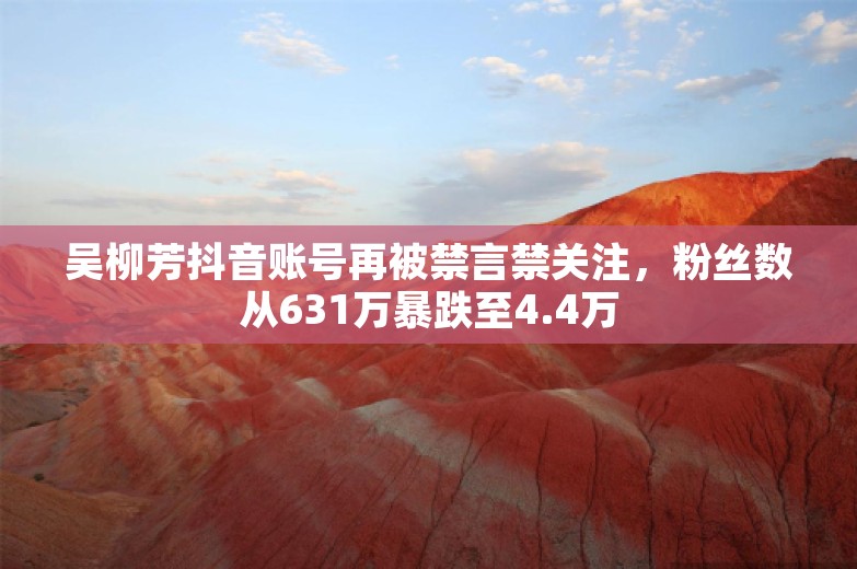 吴柳芳抖音账号再被禁言禁关注，粉丝数从631万暴跌至4.4万