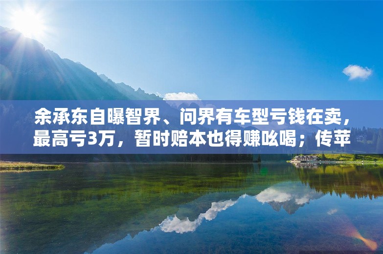 余承东自曝智界、问界有车型亏钱在卖，最高亏3万，暂时赔本也得赚吆喝；传苹果与腾讯、字节、智谱接洽大模型合作；极越员工获N 1赔偿丨雷峰早报