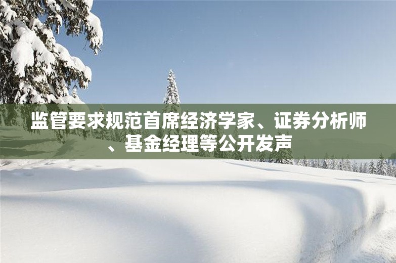 监管要求规范首席经济学家、证券分析师、基金经理等公开发声