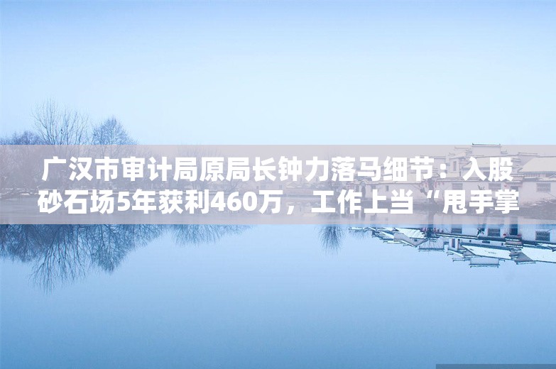 广汉市审计局原局长钟力落马细节：入股砂石场5年获利460万，工作上当“甩手掌柜”