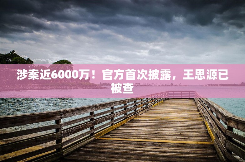 涉案近6000万！官方首次披露，王思源已被查