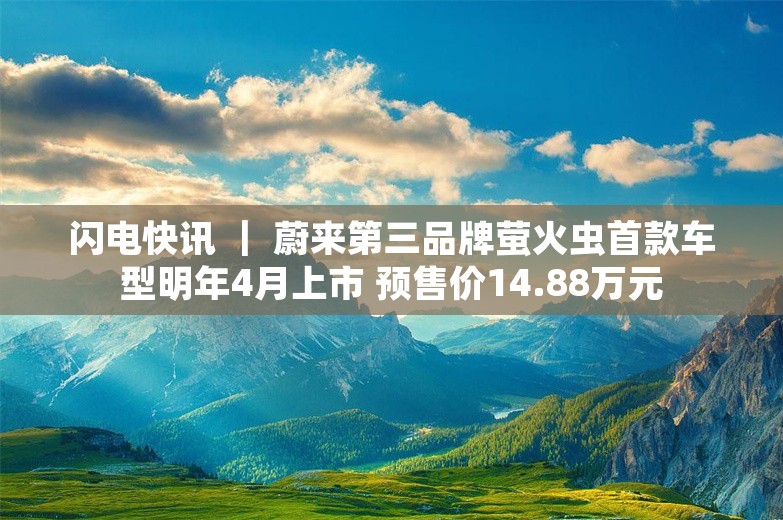 闪电快讯 ｜ 蔚来第三品牌萤火虫首款车型明年4月上市 预售价14.88万元