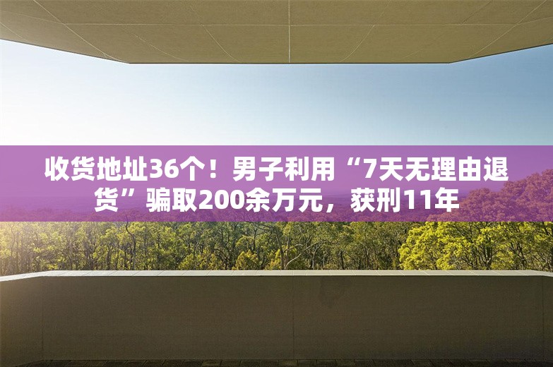 收货地址36个！男子利用“7天无理由退货”骗取200余万元，获刑11年