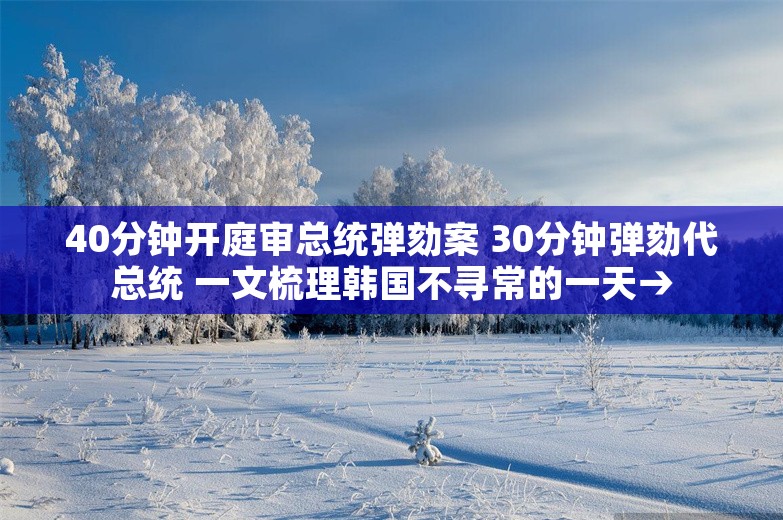 40分钟开庭审总统弹劾案 30分钟弹劾代总统 一文梳理韩国不寻常的一天→