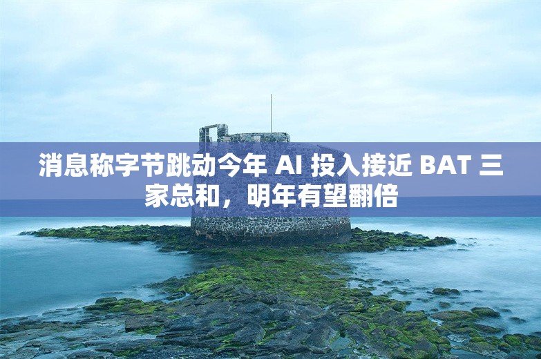 消息称字节跳动今年 AI 投入接近 BAT 三家总和，明年有望翻倍