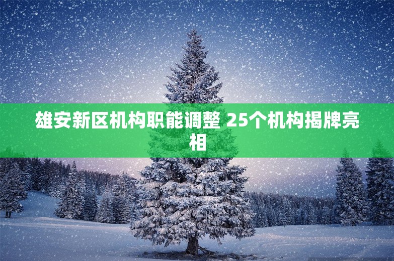 雄安新区机构职能调整 25个机构揭牌亮相