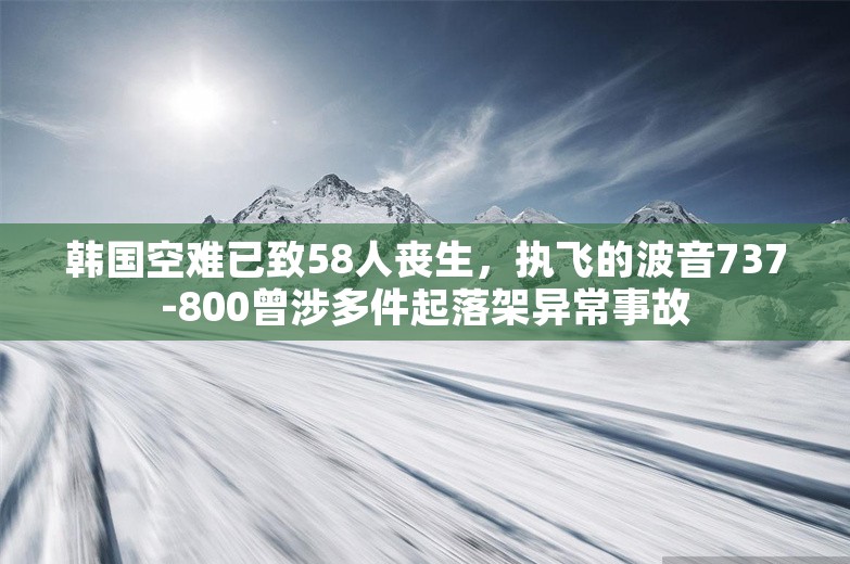 韩国空难已致58人丧生，执飞的波音737-800曾涉多件起落架异常事故