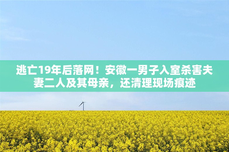 逃亡19年后落网！安徽一男子入室杀害夫妻二人及其母亲，还清理现场痕迹