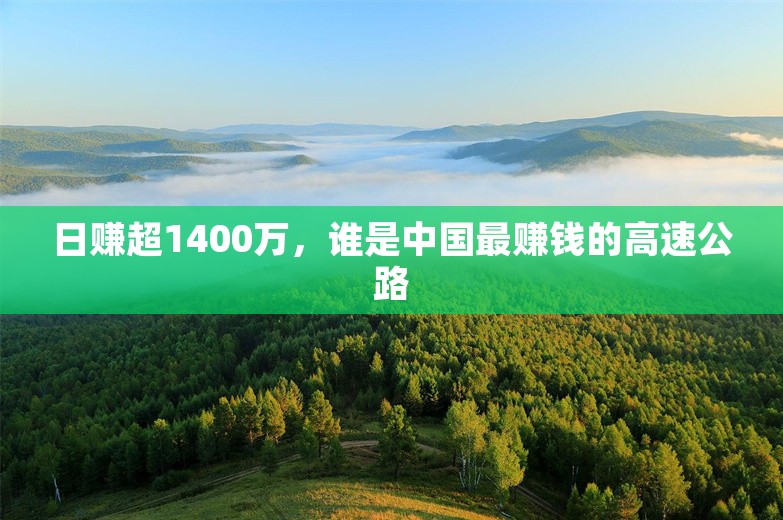 日赚超1400万，谁是中国最赚钱的高速公路