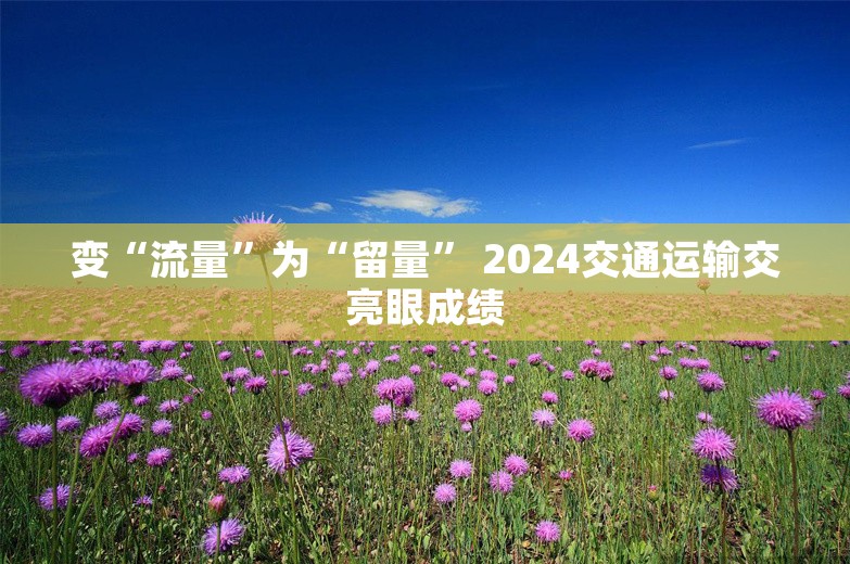 变“流量”为“留量” 2024交通运输交亮眼成绩