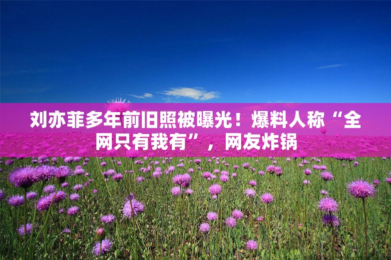 刘亦菲多年前旧照被曝光！爆料人称“全网只有我有”，网友炸锅