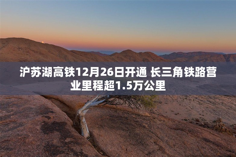 沪苏湖高铁12月26日开通 长三角铁路营业里程超1.5万公里