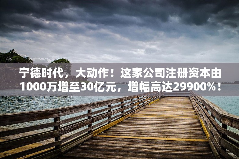 宁德时代，大动作！这家公司注册资本由1000万增至30亿元，增幅高达29900%！啥情况？