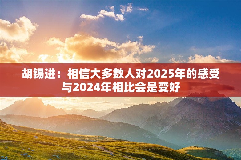 胡锡进：相信大多数人对2025年的感受与2024年相比会是变好