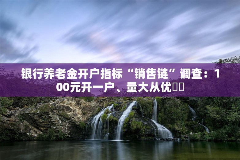 银行养老金开户指标“销售链”调查：100元开一户、量大从优⋯⋯